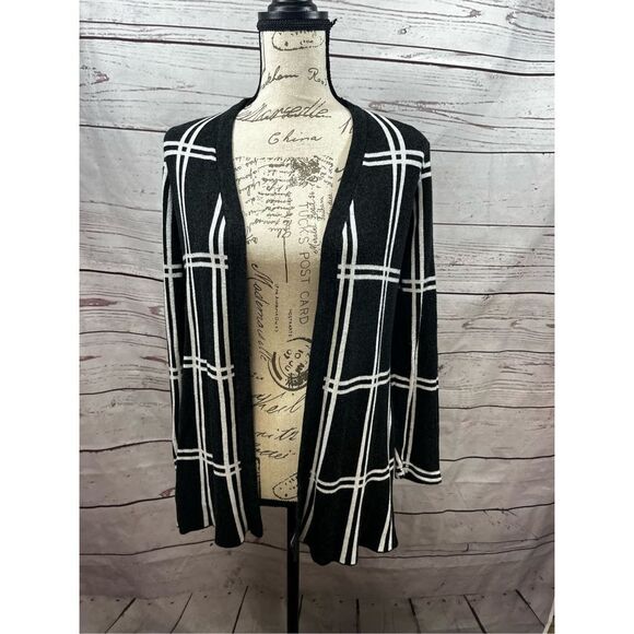 Belldini medium gray and white‎ open cardigan (1785) - Picture 1 of 4